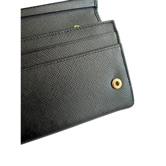 PRADA Black Saffiano Leather Snap Long Wallet - Picture 4 of 12
